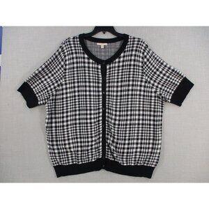Woman Within Black & White Plaid Open Front Cardigan Size 26/28 2X